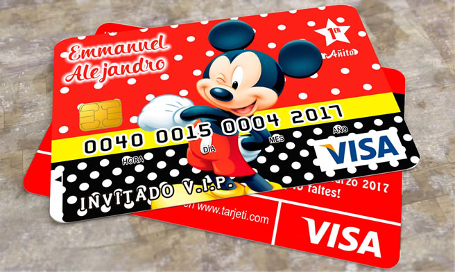 Invitación – Tarjeta de Crédito Mickey Mouse