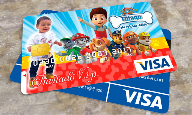 Invitación – Tarjeta de Crédito Paw Patrol