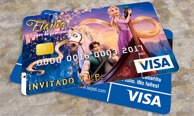 Invitación – Tarjeta de Crédito Rapunzel Enredados