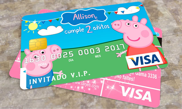 Invitación – Tarjeta de Crédito Peppa Pig