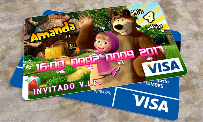 Invitación – Tarjeta de Crédito Masha y El Oso