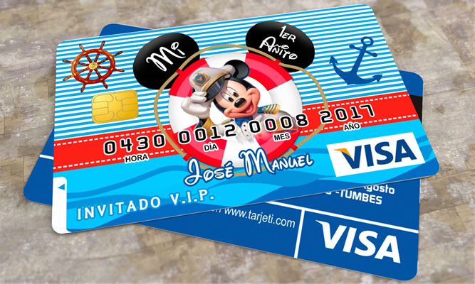 Invitación – Tarjeta de Visa Mickey Marinero